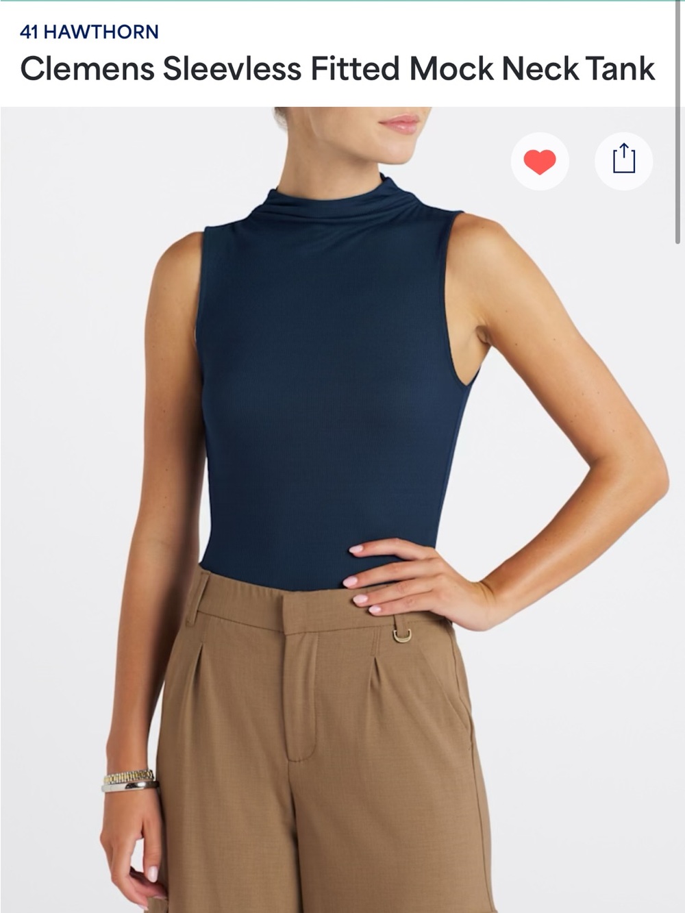41 Hawthorn Sleeveless Mock Neck Tank in Navy Blue